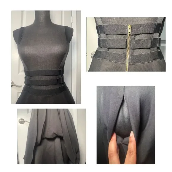 Black Hot Topic XS S M Mini Cage Mesh Witchy Alt Goth Emo Scene Suspender Skirt - Picture 4 of 5